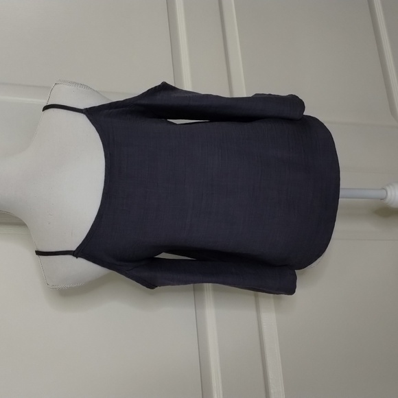 Shinestar women's medium cold shoulder skinny strap blue blouse faux buttons - Picture 6 of 10